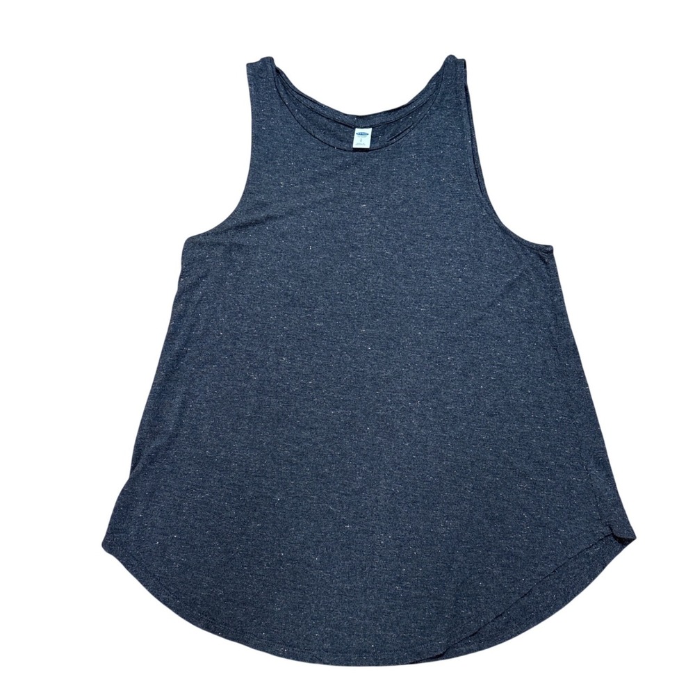 Old Navy Womens Charcoal Gray Gold Metallic Flecked Tank Top Large Scoop Neck - Picture 3 of 7